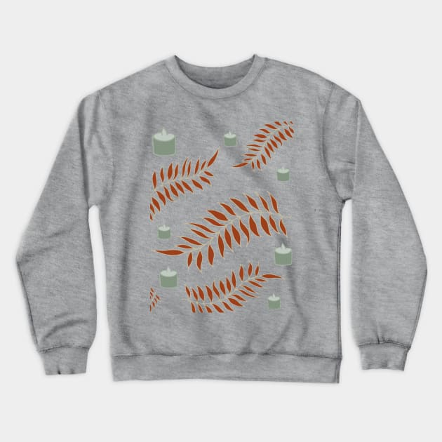 Festive leaves and candles Crewneck Sweatshirt by DesignsbySerahO